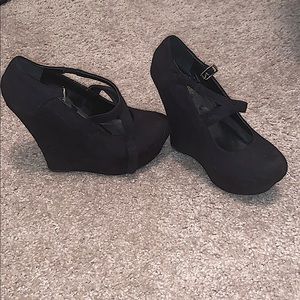Black Strappy Wedges